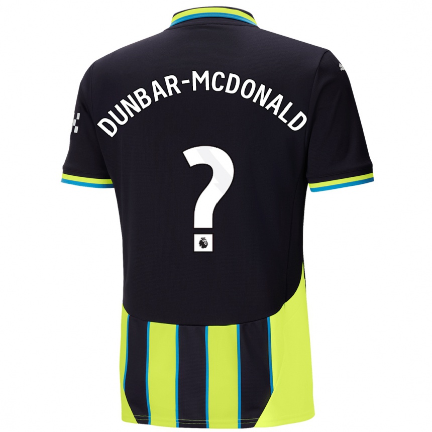 Kids Football Christian Dunbar-Mcdonald #0 Blue Yellow Away Jersey 2024/25 T-Shirt Uk