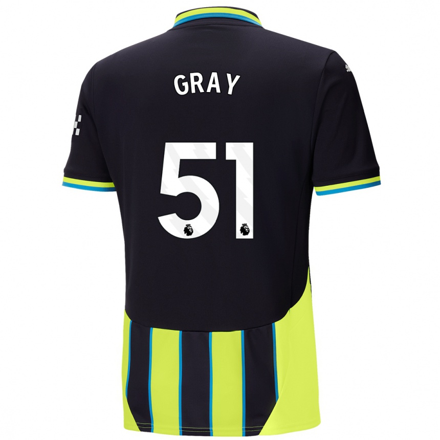 Kids Football Charlie Gray #51 Blue Yellow Away Jersey 2024/25 T-Shirt Uk