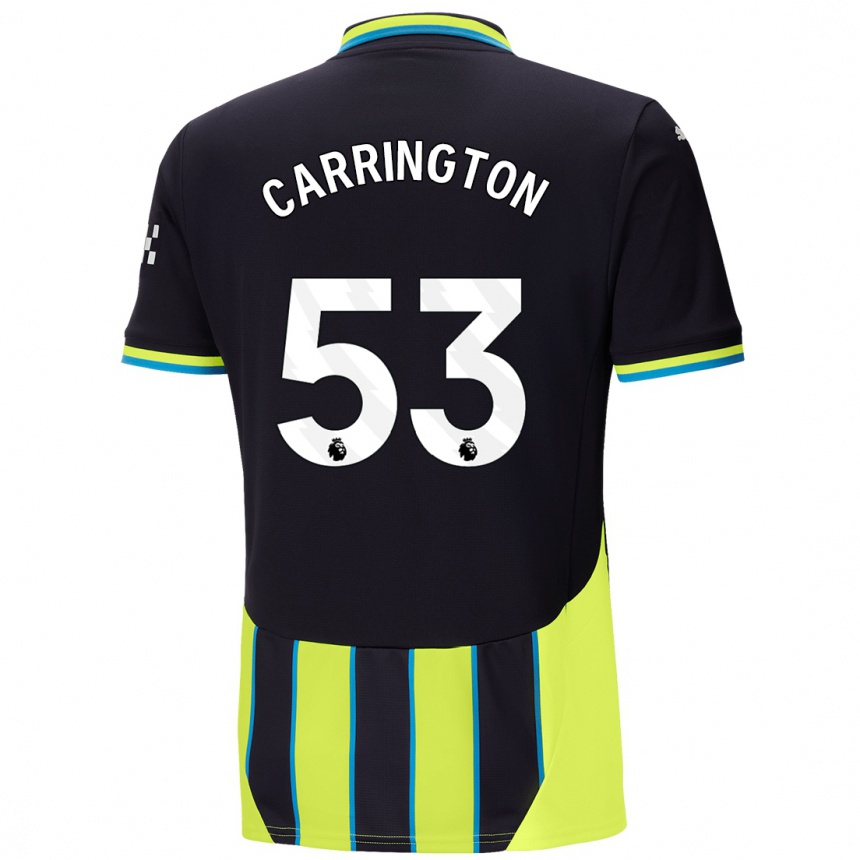 Kids Football Ezra Carrington #53 Blue Yellow Away Jersey 2024/25 T-Shirt Uk