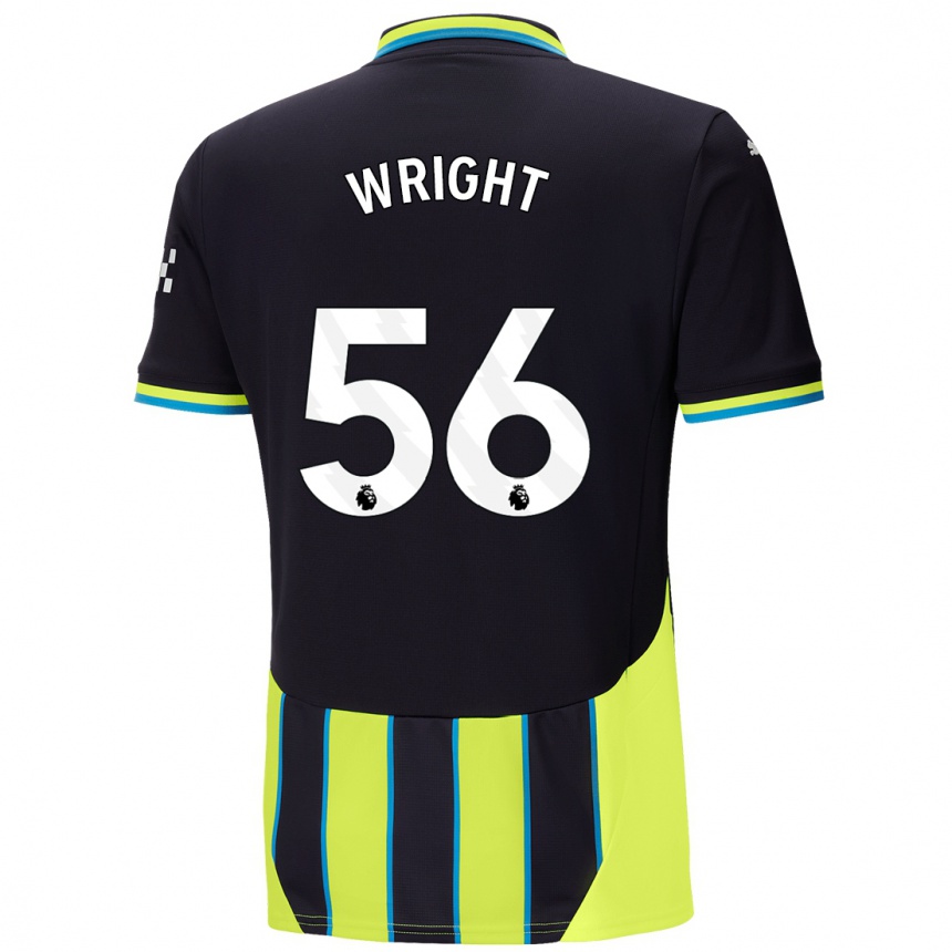 Kids Football Jacob Wright #56 Blue Yellow Away Jersey 2024/25 T-Shirt Uk