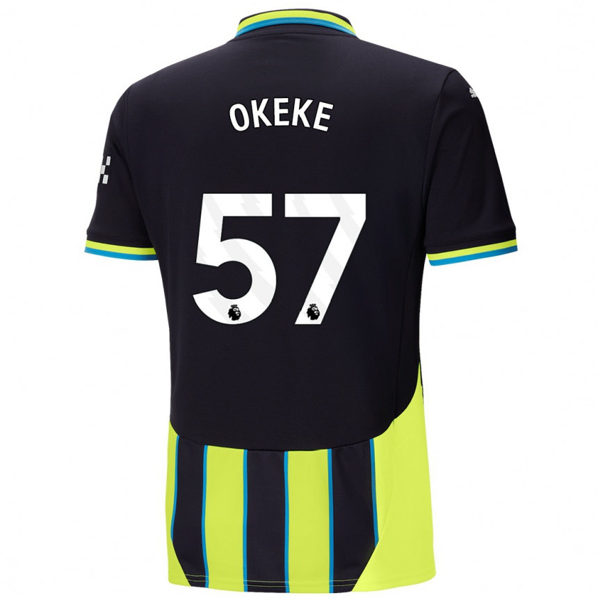 Kids Football Michael Okeke #57 Blue Yellow Away Jersey 2024/25 T-Shirt Uk