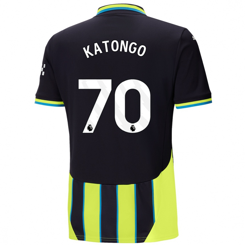 Kids Football Jadel Katongo #70 Blue Yellow Away Jersey 2024/25 T-Shirt Uk