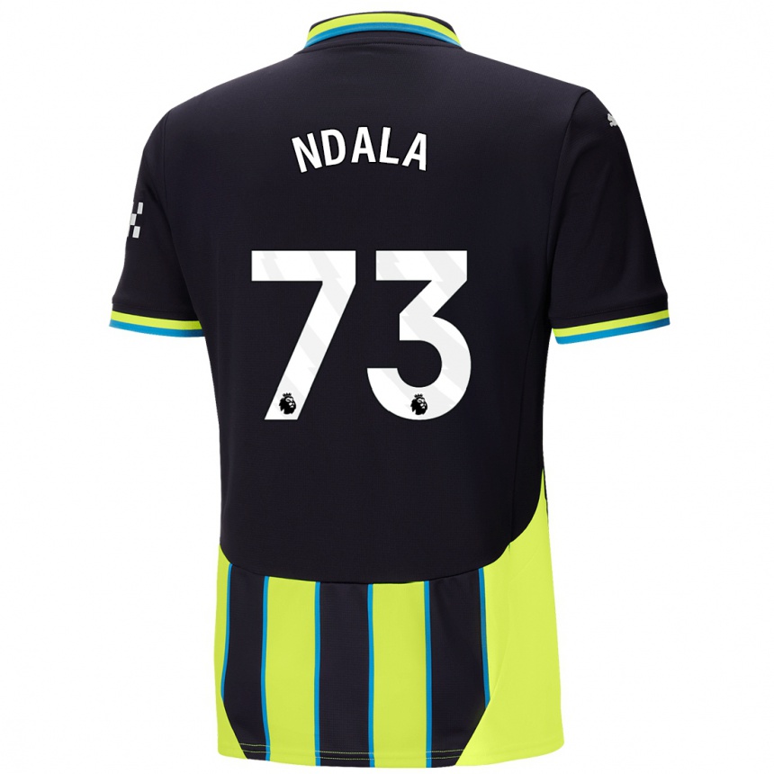 Kids Football Joel Ndala #73 Blue Yellow Away Jersey 2024/25 T-Shirt Uk