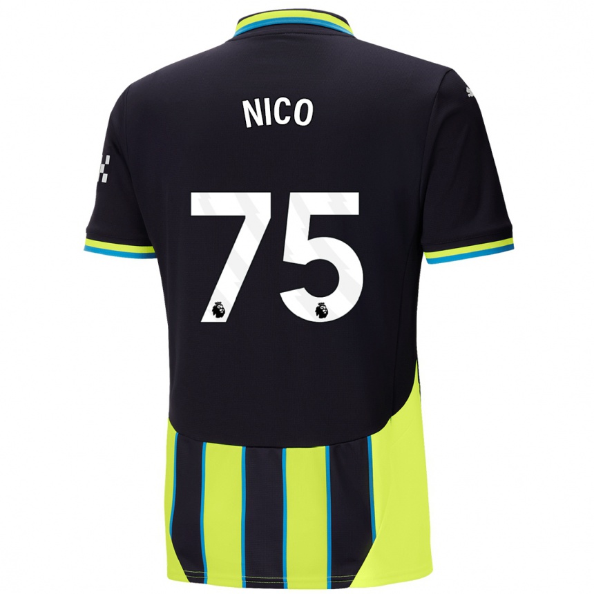 Kids Football Nico O'reilly #75 Blue Yellow Away Jersey 2024/25 T-Shirt Uk