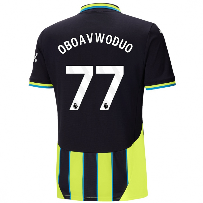 Kids Football Justin Oboavwoduo #77 Blue Yellow Away Jersey 2024/25 T-Shirt Uk