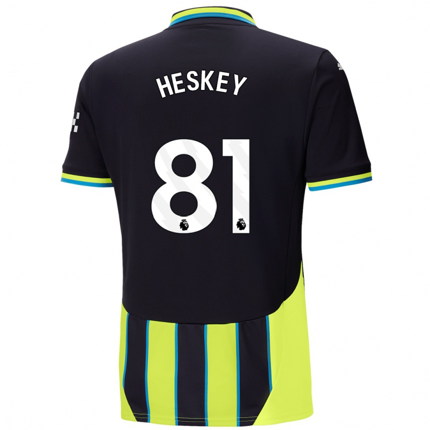 Kids Football Jaden Heskey #81 Blue Yellow Away Jersey 2024/25 T-Shirt Uk