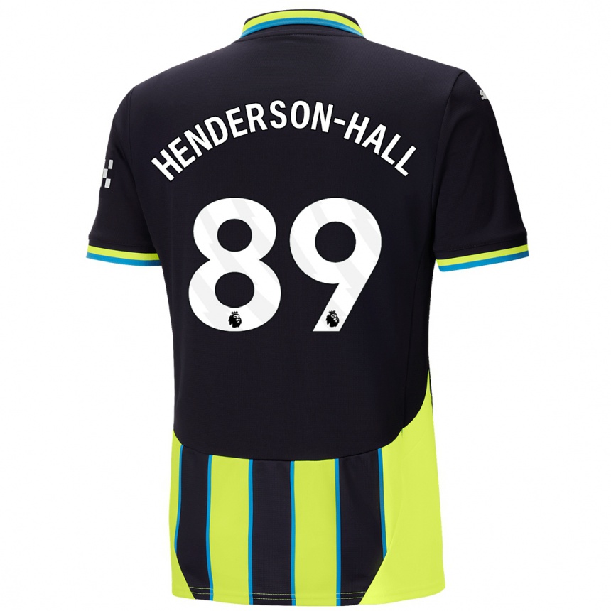 Kids Football Matty Henderson-Hall #89 Blue Yellow Away Jersey 2024/25 T-Shirt Uk