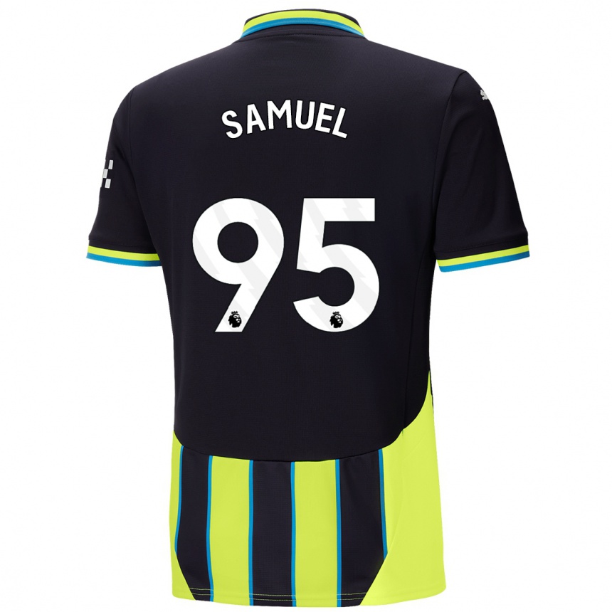 Kids Football Lakyle Samuel #95 Blue Yellow Away Jersey 2024/25 T-Shirt Uk