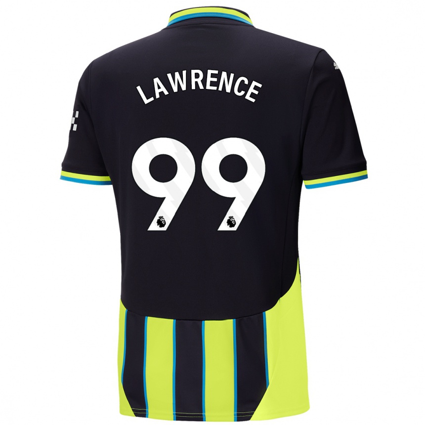 Kids Football Emilio Lawrence #99 Blue Yellow Away Jersey 2024/25 T-Shirt Uk