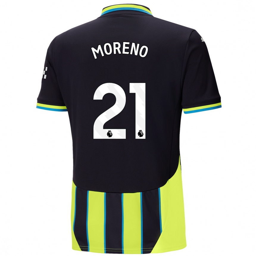 Kids Football Marlos Moreno #21 Blue Yellow Away Jersey 2024/25 T-Shirt Uk