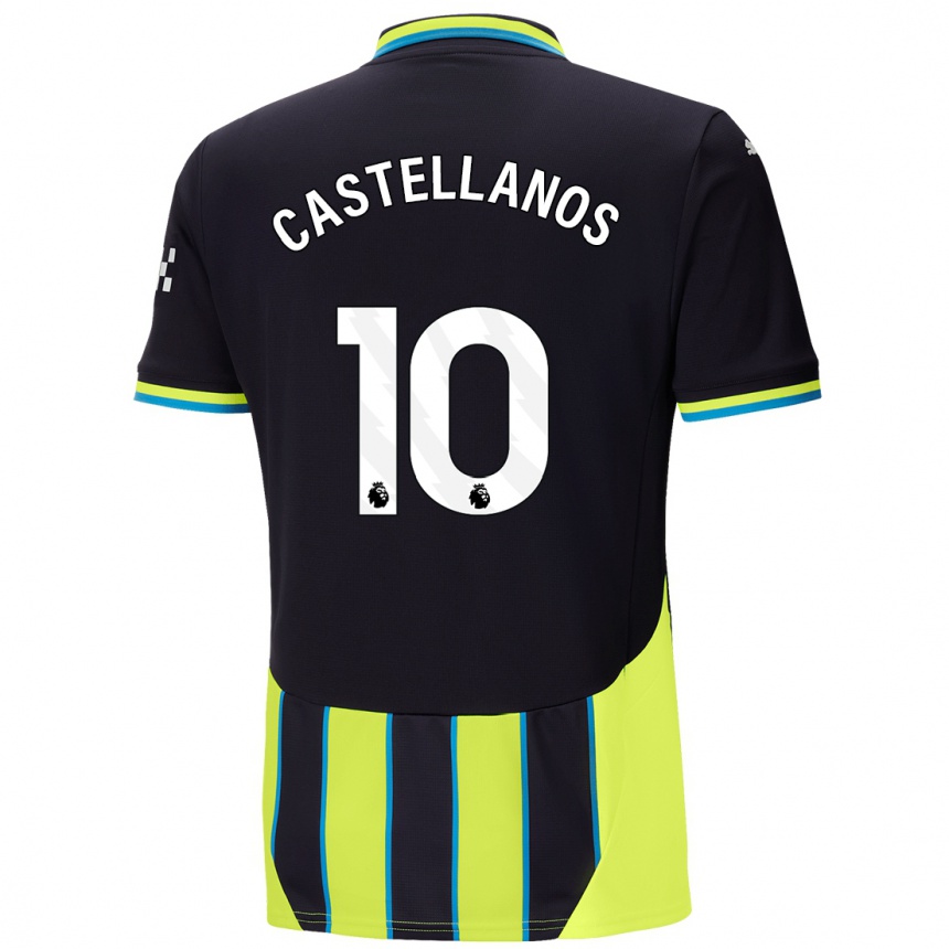 Kids Football Deyna Castellanos #10 Blue Yellow Away Jersey 2024/25 T-Shirt Uk