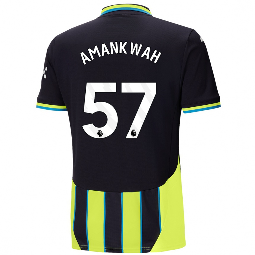 Kids Football Yeboah Amankwah #57 Blue Yellow Away Jersey 2024/25 T-Shirt Uk