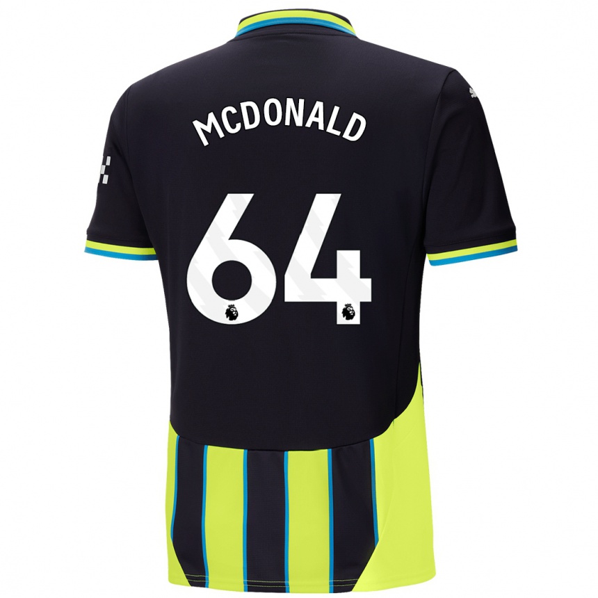 Kids Football Rowan Mcdonald #64 Blue Yellow Away Jersey 2024/25 T-Shirt Uk