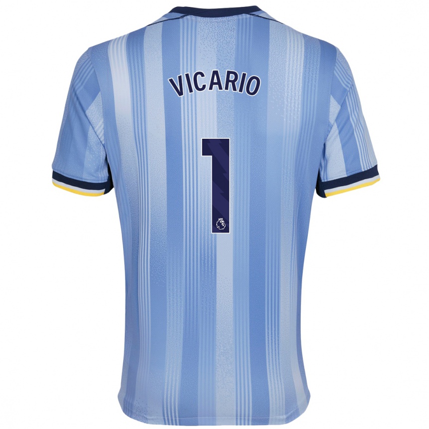 Kids Football Guglielmo Vicario #1 Light Blue Away Jersey 2024/25 T-Shirt Uk