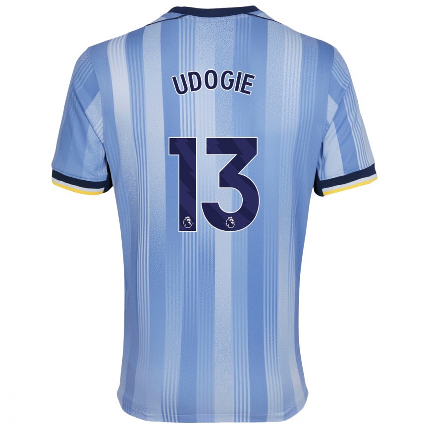 Kids Football Destiny Udogie #13 Light Blue Away Jersey 2024/25 T-Shirt Uk