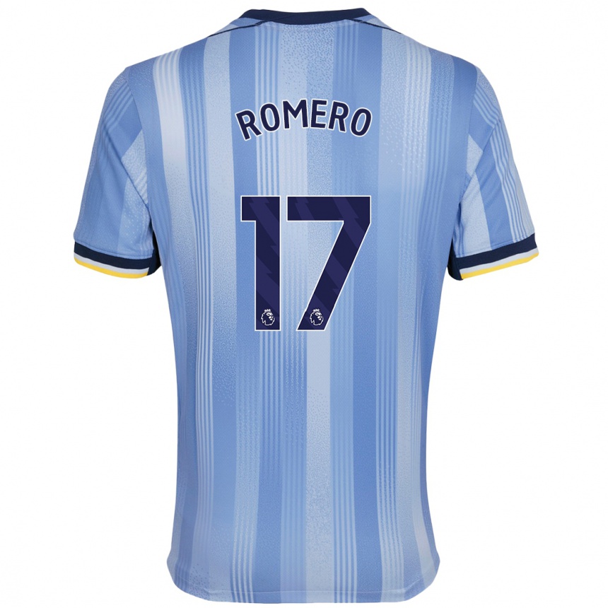 Kids Football Cristian Romero #17 Light Blue Away Jersey 2024/25 T-Shirt Uk