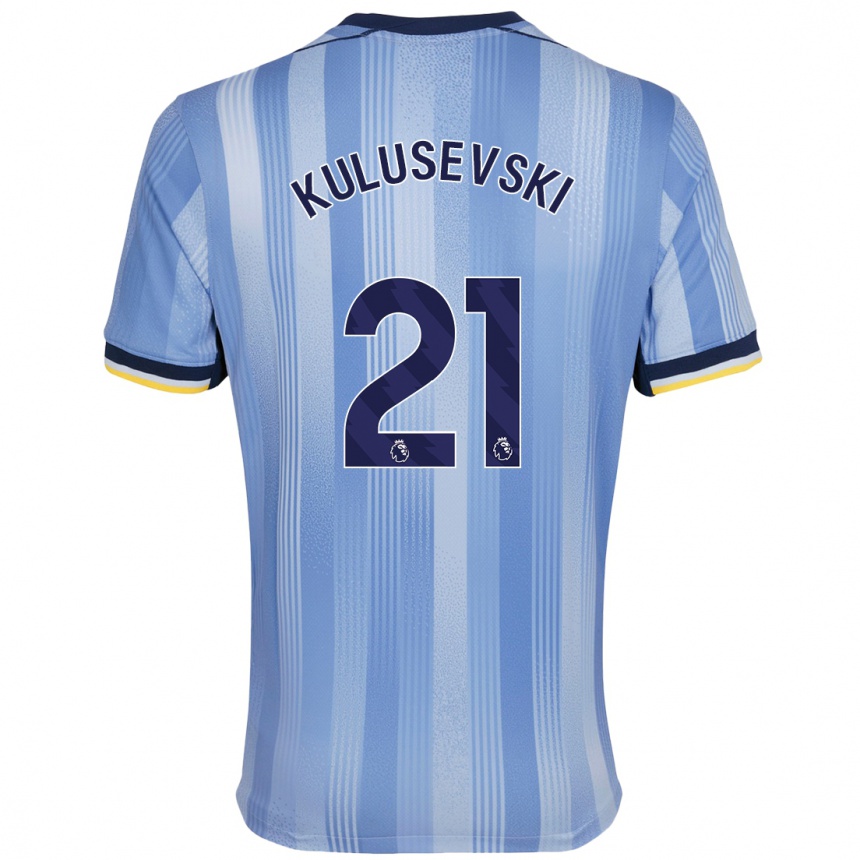 Kids Football Dejan Kulusevski #21 Light Blue Away Jersey 2024/25 T-Shirt Uk