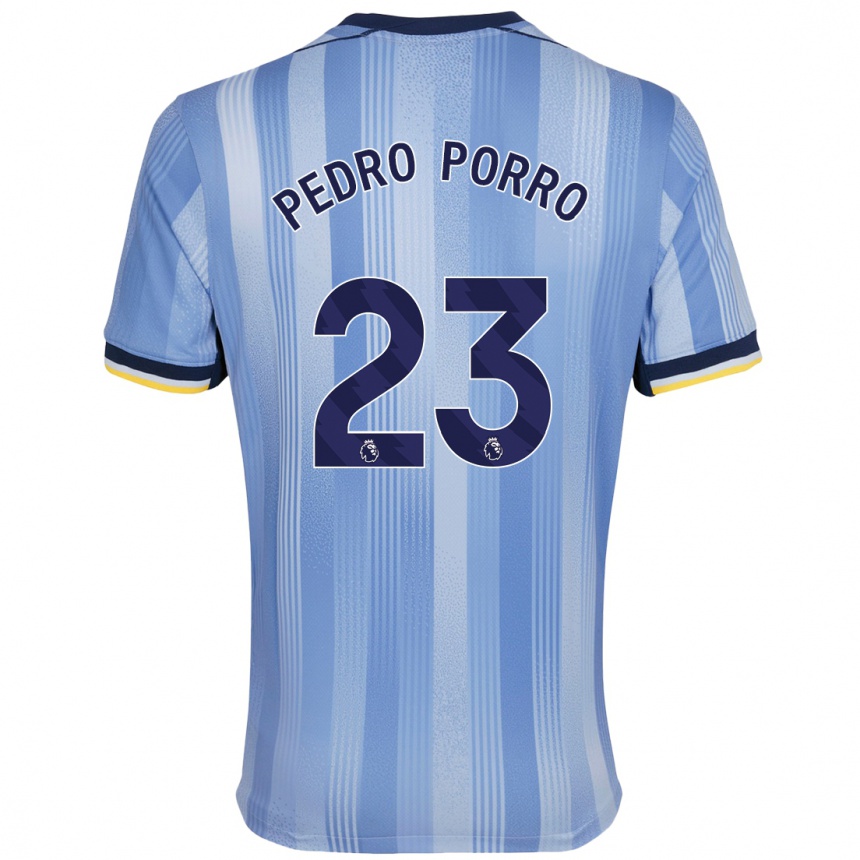 Kids Football Pedro Porro #23 Light Blue Away Jersey 2024/25 T-Shirt Uk