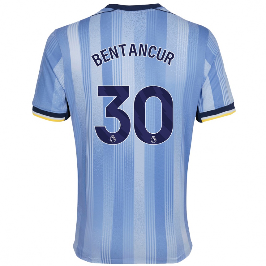 Kids Football Rodrigo Bentancur #30 Light Blue Away Jersey 2024/25 T-Shirt Uk