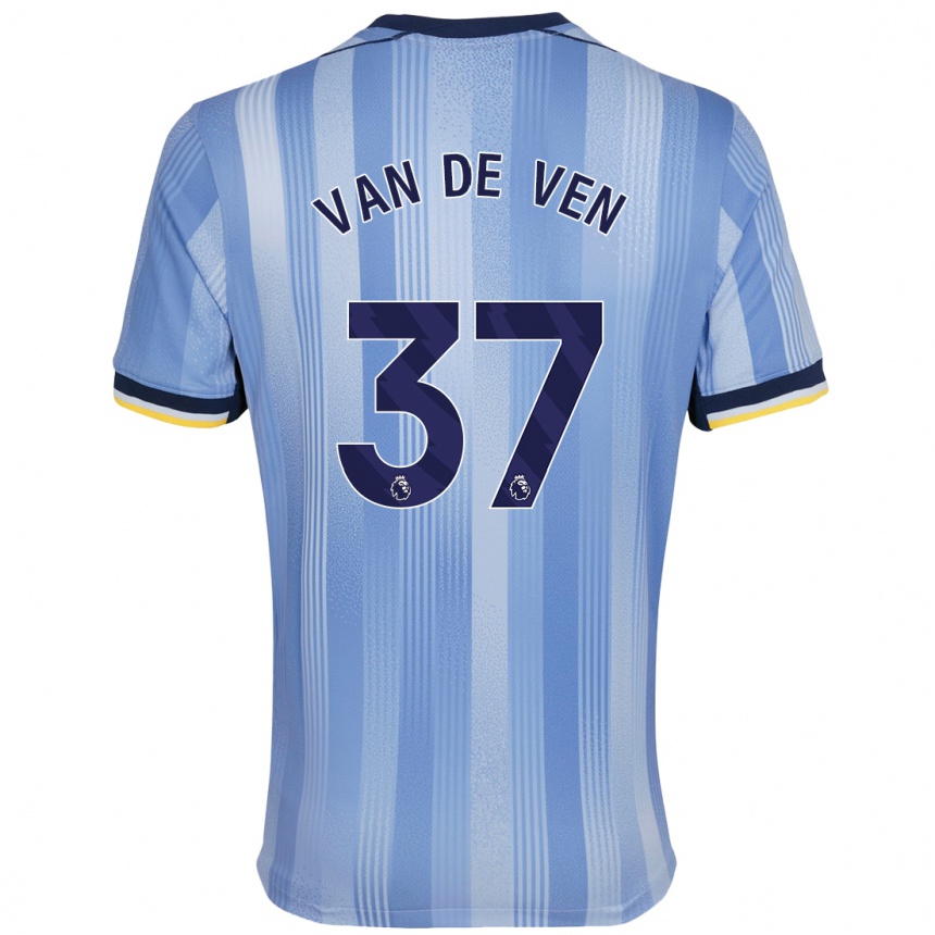 Kids Football Micky Van De Ven #37 Light Blue Away Jersey 2024/25 T-Shirt Uk