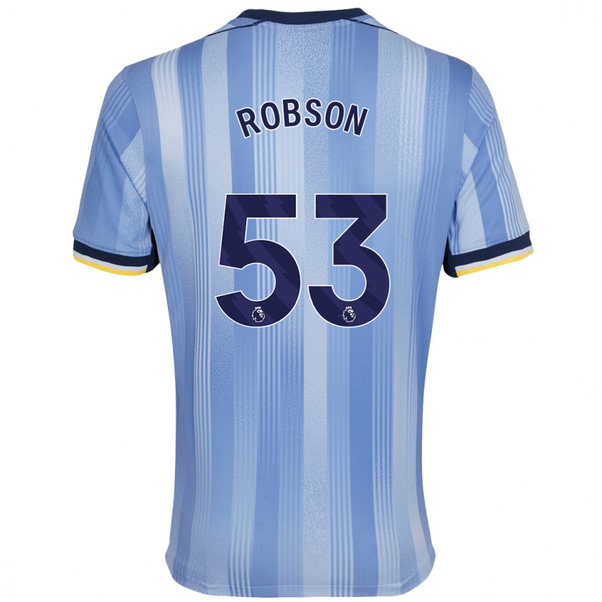 Kids Football Max Robson #53 Light Blue Away Jersey 2024/25 T-Shirt Uk