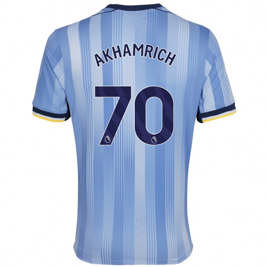 Kids Football Yusuf Akhamrich #70 Light Blue Away Jersey 2024/25 T-Shirt Uk