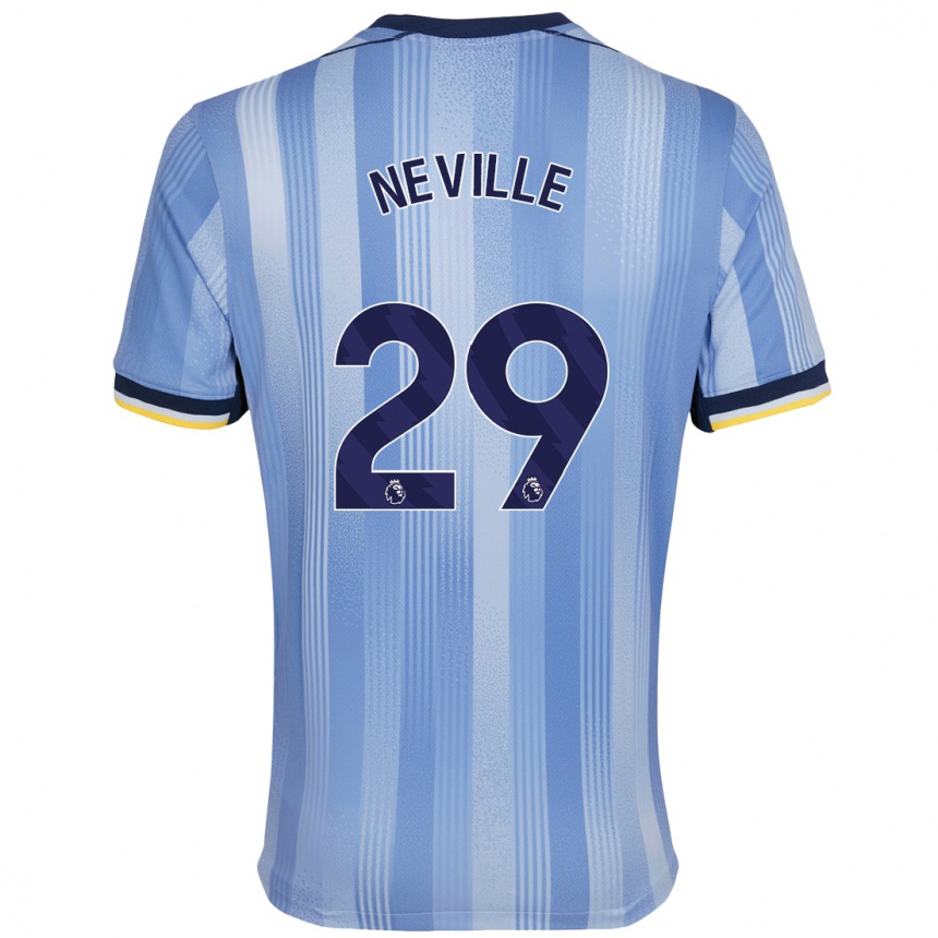 Kids Football Ashleigh Neville #29 Light Blue Away Jersey 2024/25 T-Shirt Uk