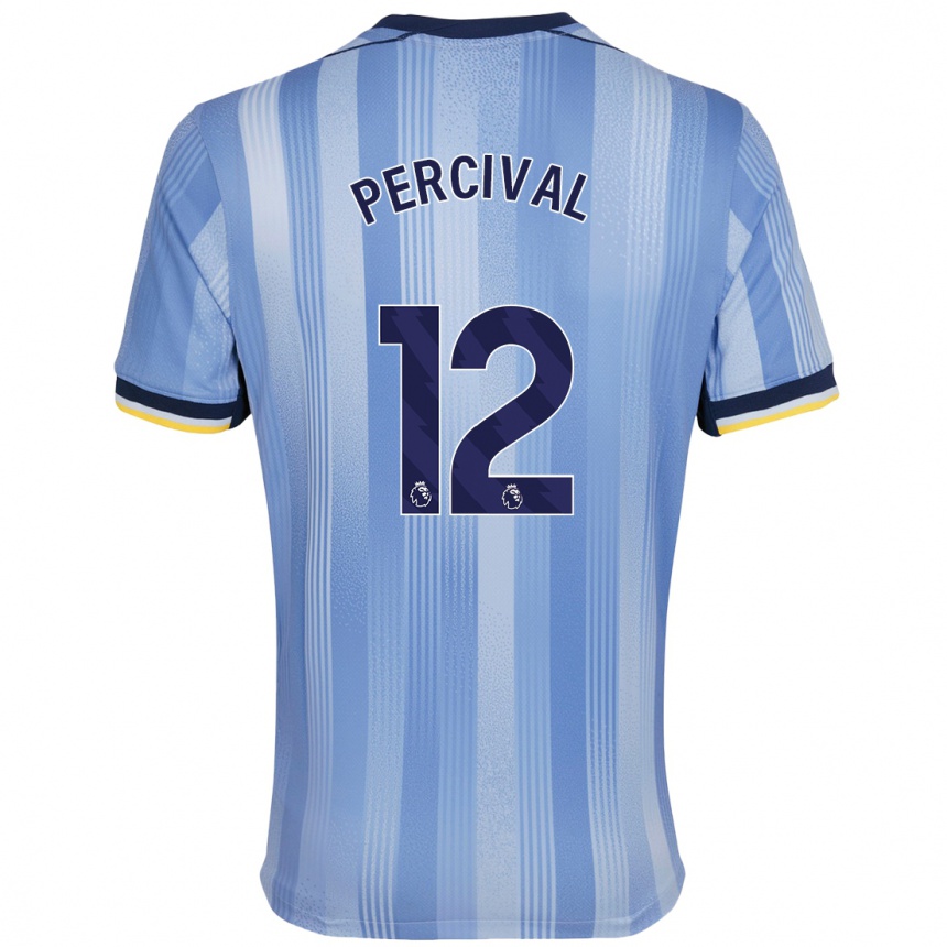 Kids Football Ria Percival #12 Light Blue Away Jersey 2024/25 T-Shirt Uk