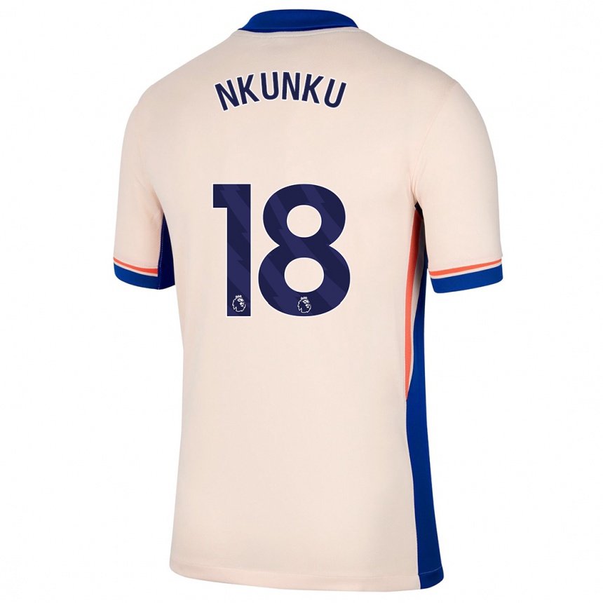 Kids Football Christopher Nkunku #18 Light Beige Away Jersey 2024/25 T-Shirt Uk