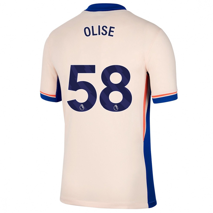 Kids Football Richard Olise #58 Light Beige Away Jersey 2024/25 T-Shirt Uk