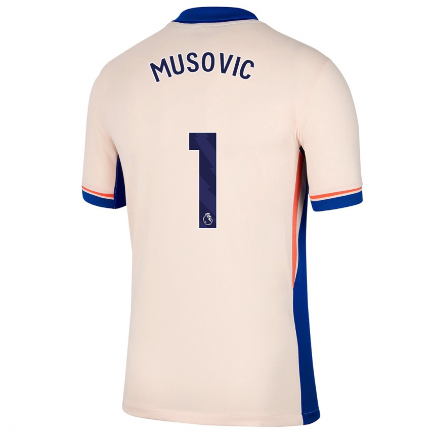 Kids Football Zecira Musovic #1 Light Beige Away Jersey 2024/25 T-Shirt Uk