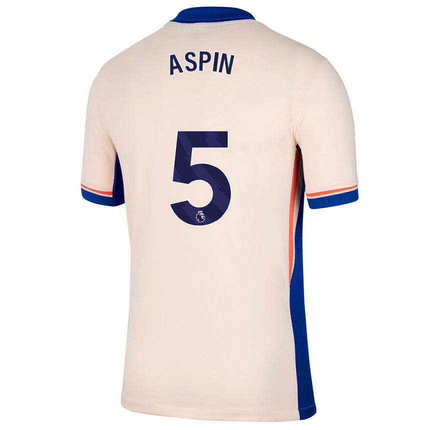 Kids Football Brooke Aspin #5 Light Beige Away Jersey 2024/25 T-Shirt Uk