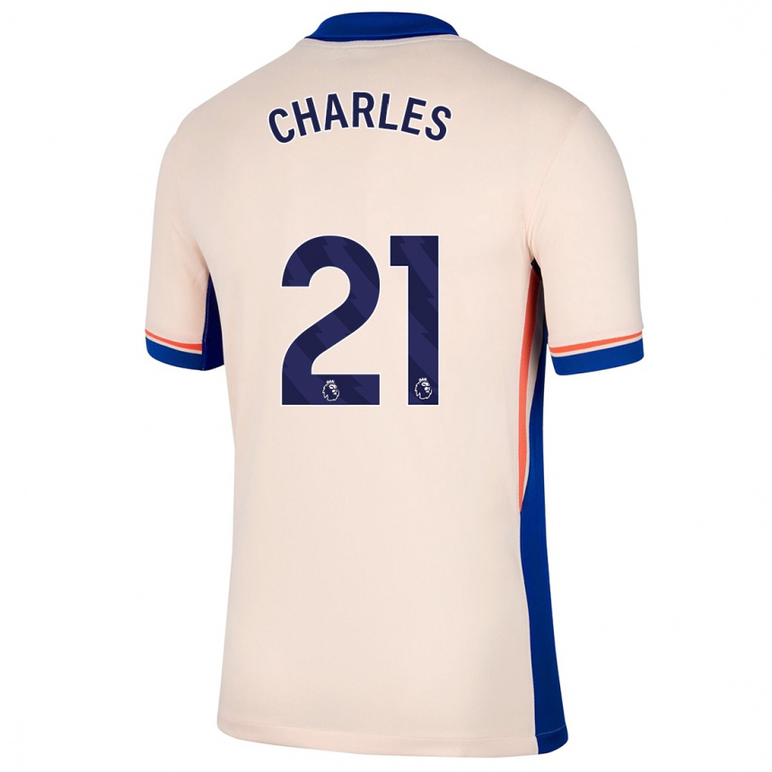 Kids Football Niamh Charles #21 Light Beige Away Jersey 2024/25 T-Shirt Uk