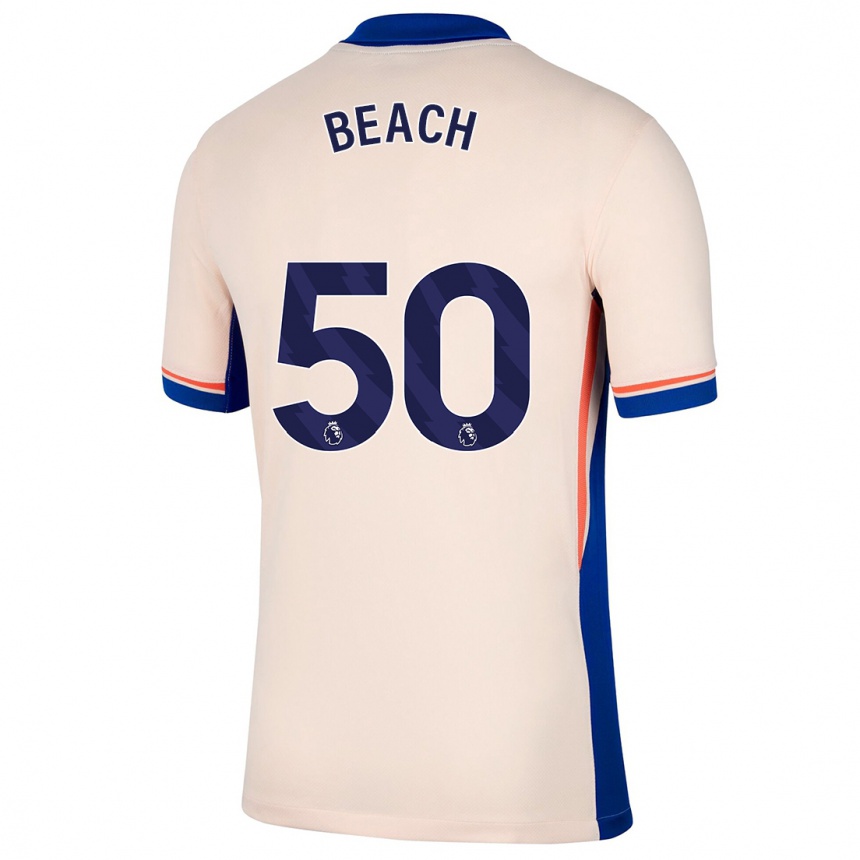 Kids Football Eddie Beach #50 Light Beige Away Jersey 2024/25 T-Shirt Uk