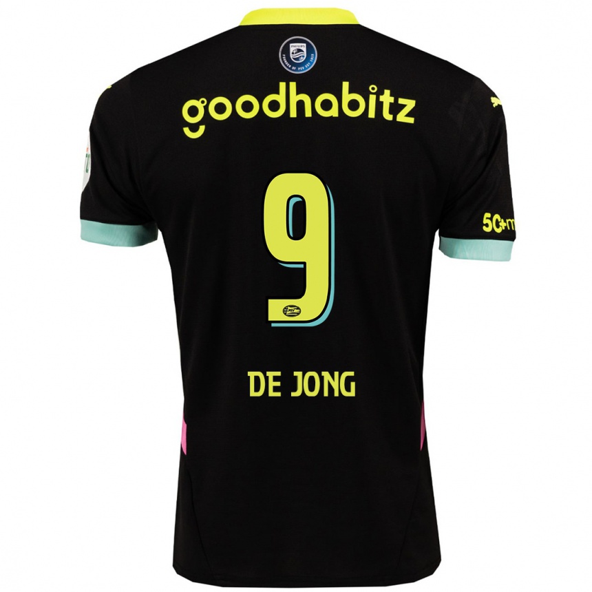 Kids Football Luuk De Jong #9 Black Yellow Away Jersey 2024/25 T-Shirt Uk