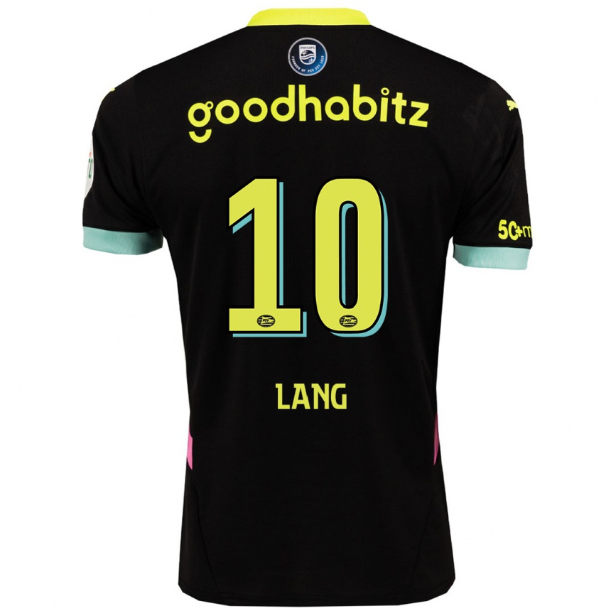 Kids Football Noa Lang #10 Black Yellow Away Jersey 2024/25 T-Shirt Uk