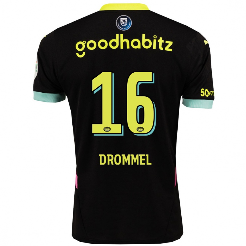 Kids Football Joël Drommel #16 Black Yellow Away Jersey 2024/25 T-Shirt Uk