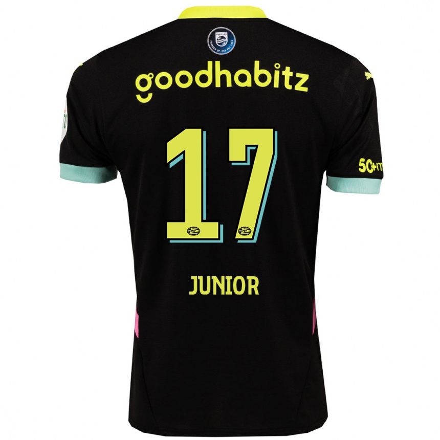 Kids Football Mauro Júnior #17 Black Yellow Away Jersey 2024/25 T-Shirt Uk