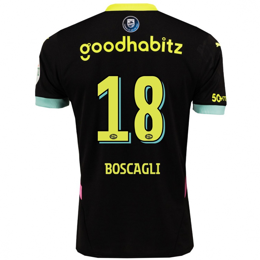 Kids Football Olivier Boscagli #18 Black Yellow Away Jersey 2024/25 T-Shirt Uk