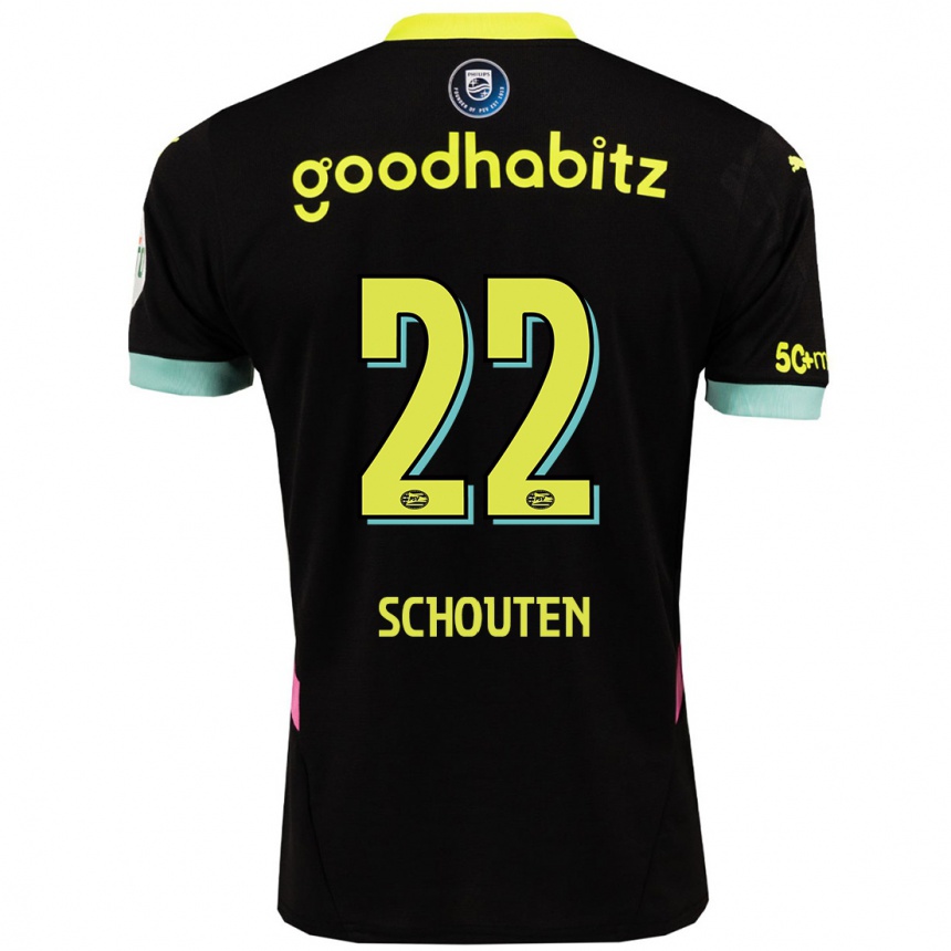 Kids Football Jerdy Schouten #22 Black Yellow Away Jersey 2024/25 T-Shirt Uk