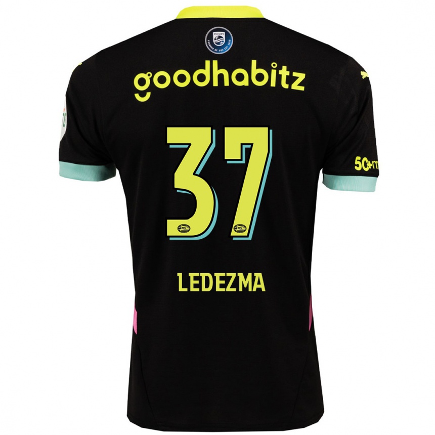 Kids Football Richard Ledezma #37 Black Yellow Away Jersey 2024/25 T-Shirt Uk