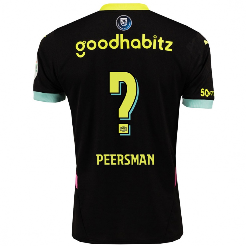 Kids Football Kjell Peersman #0 Black Yellow Away Jersey 2024/25 T-Shirt Uk