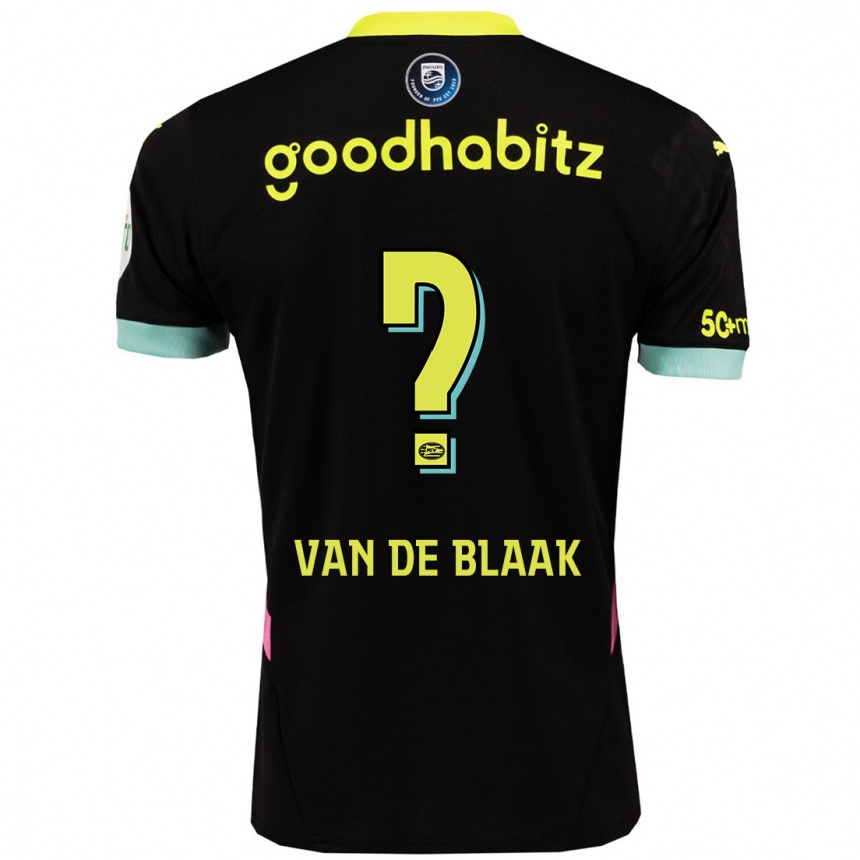 Kids Football Emmanuel Van De Blaak #0 Black Yellow Away Jersey 2024/25 T-Shirt Uk