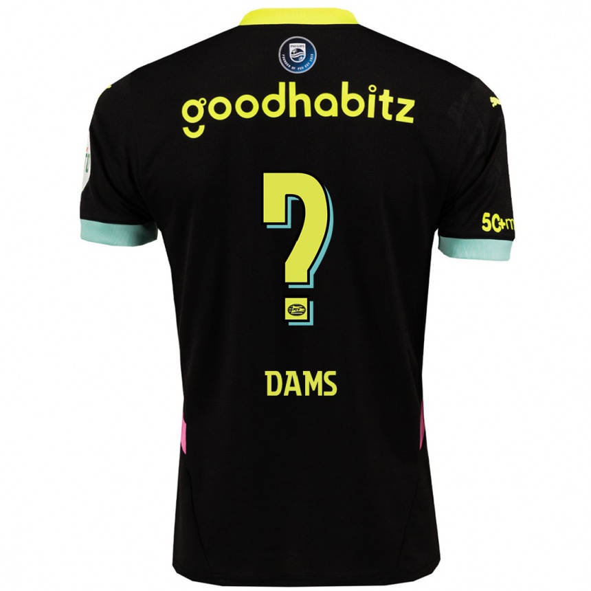 Kids Football Matteo Dams #0 Black Yellow Away Jersey 2024/25 T-Shirt Uk