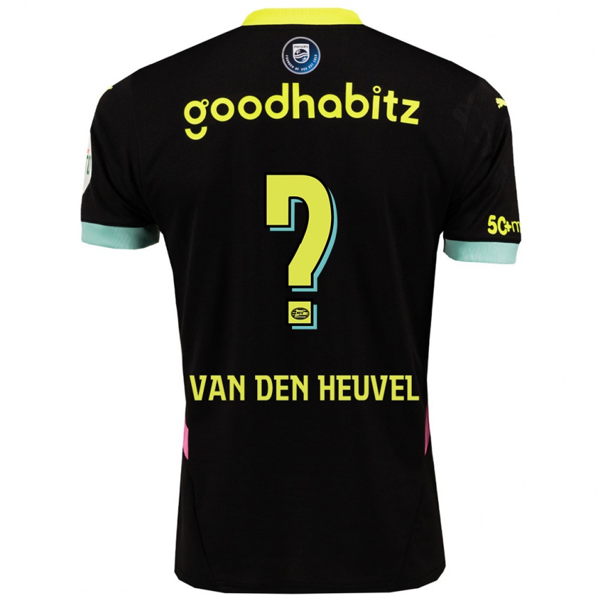 Kids Football Tim Van Den Heuvel #0 Black Yellow Away Jersey 2024/25 T-Shirt Uk