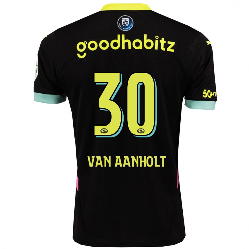 Kids Football Patrick Van Aanholt #30 Black Yellow Away Jersey 2024/25 T-Shirt Uk