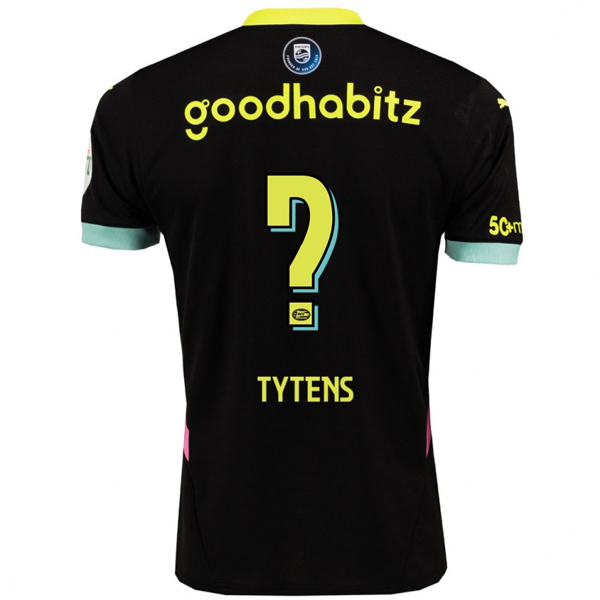 Kids Football Renzo Tytens #0 Black Yellow Away Jersey 2024/25 T-Shirt Uk