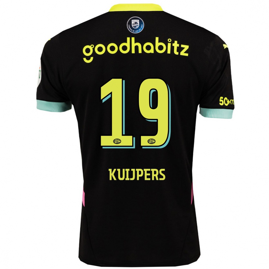 Kids Football Jeslynn Kuijpers #19 Black Yellow Away Jersey 2024/25 T-Shirt Uk