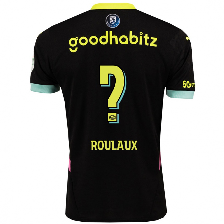 Kids Football Youri Roulaux #0 Black Yellow Away Jersey 2024/25 T-Shirt Uk