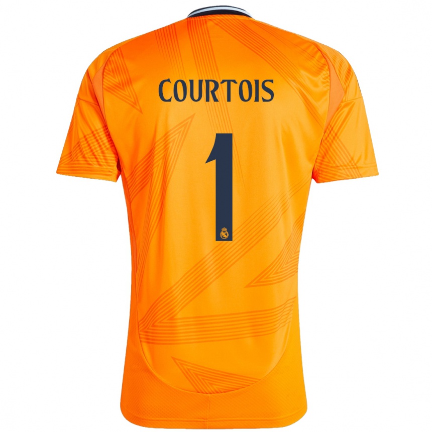 Kids Football Thibaut Courtois #1 Orange Away Jersey 2024/25 T-Shirt Uk